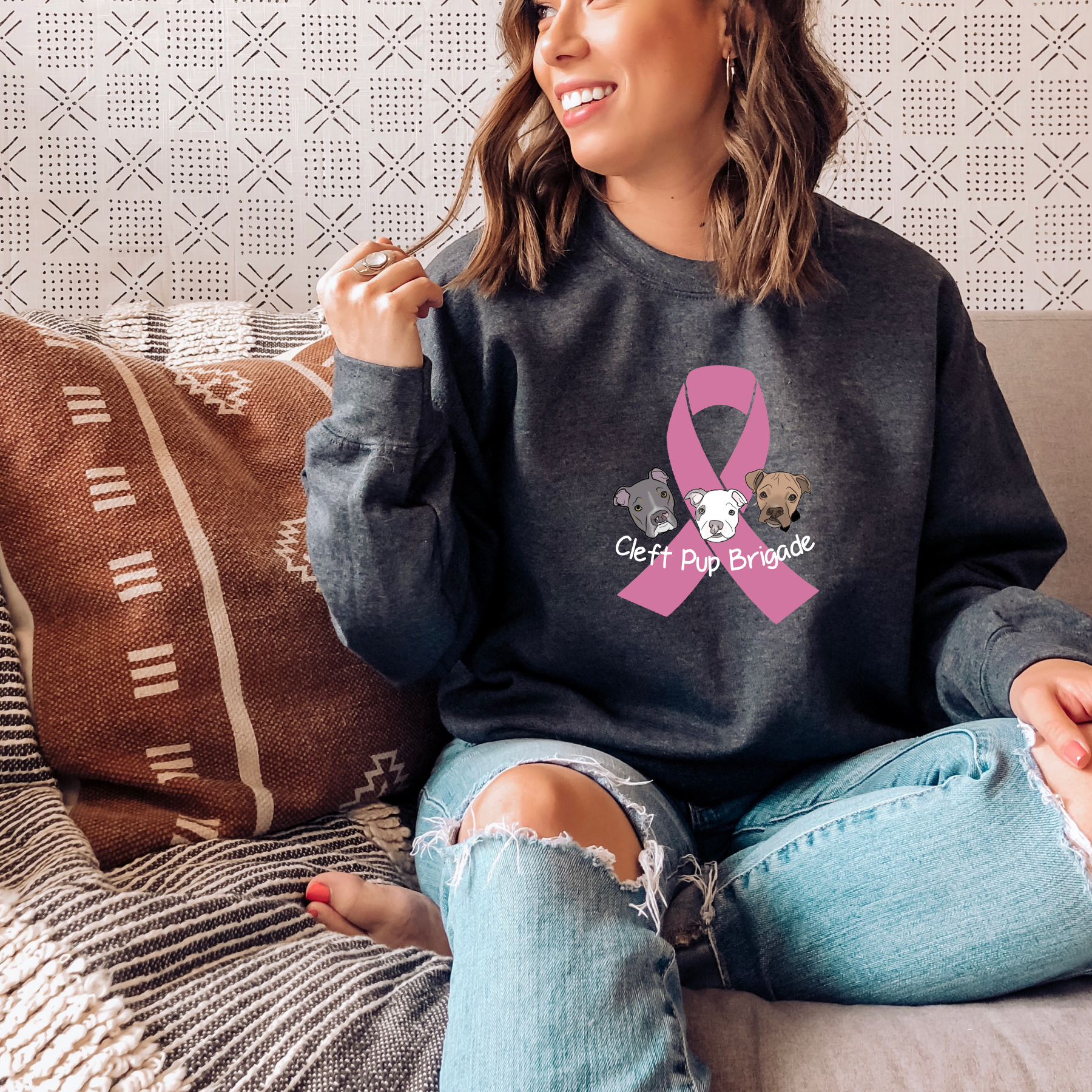 Cleft Pup Brigade Cancer Awareness Sweatshirt