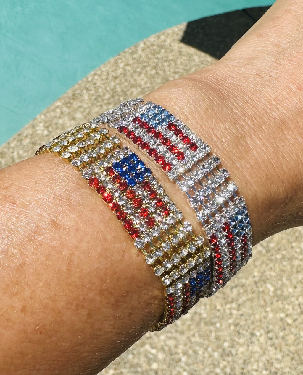 Patriotic American Flag Austrian Crystal Tennis Bracelet