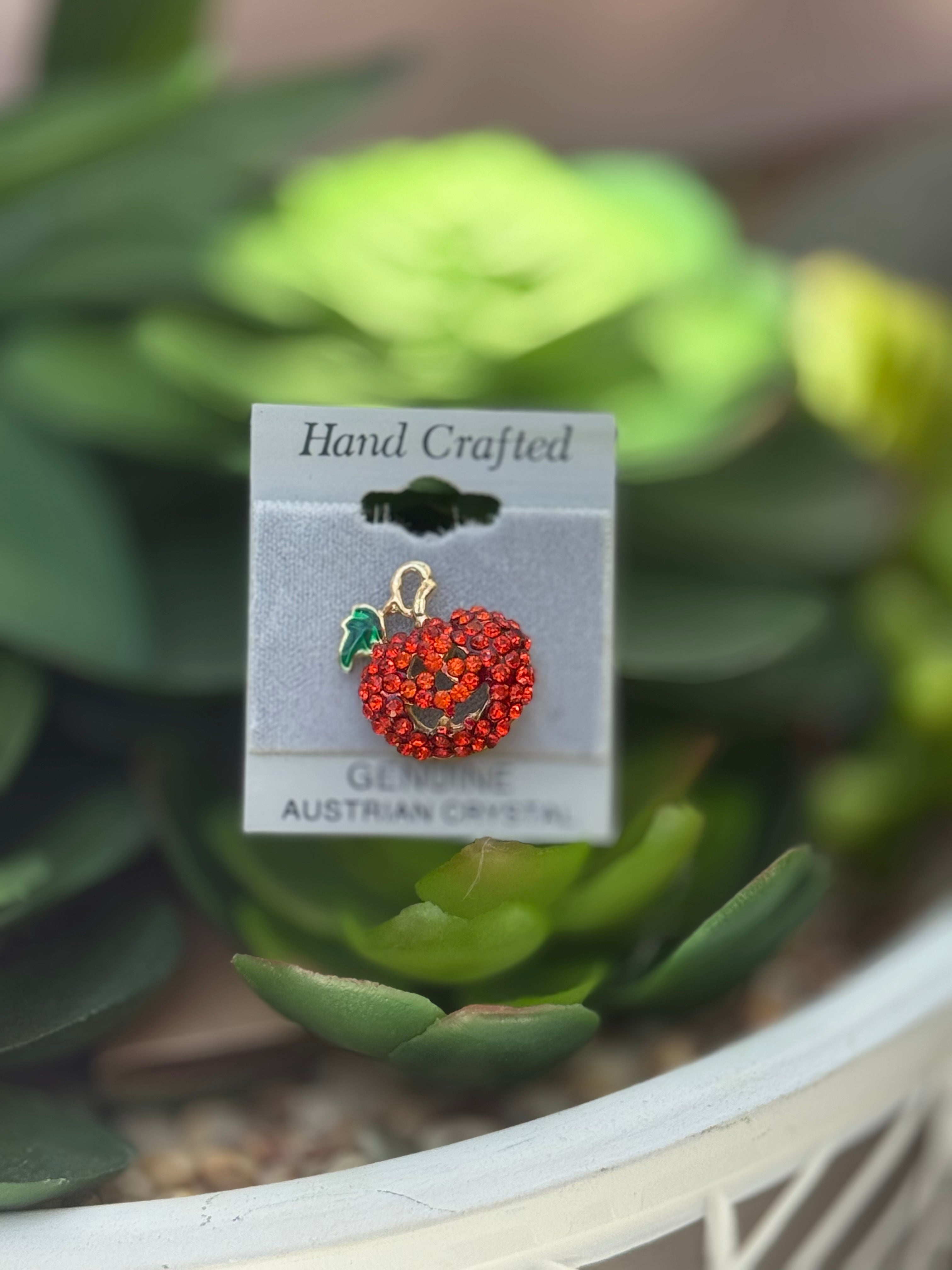 Halloween Pumpkin Crystal Pins – Sparkly Austrian Crystal Brooch Jewelry (choose from 5 designs) – Jack-O’-Lantern Designs – 50% OFF Halloween Sale