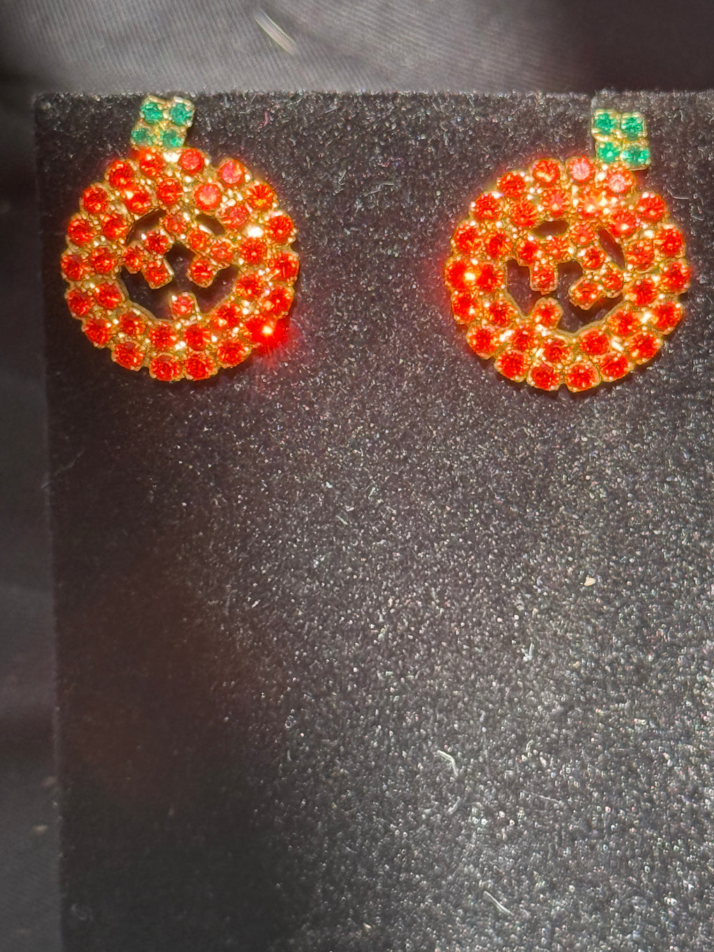 Jack-O’-Lantern Stud Earrings – Crystal Pumpkin