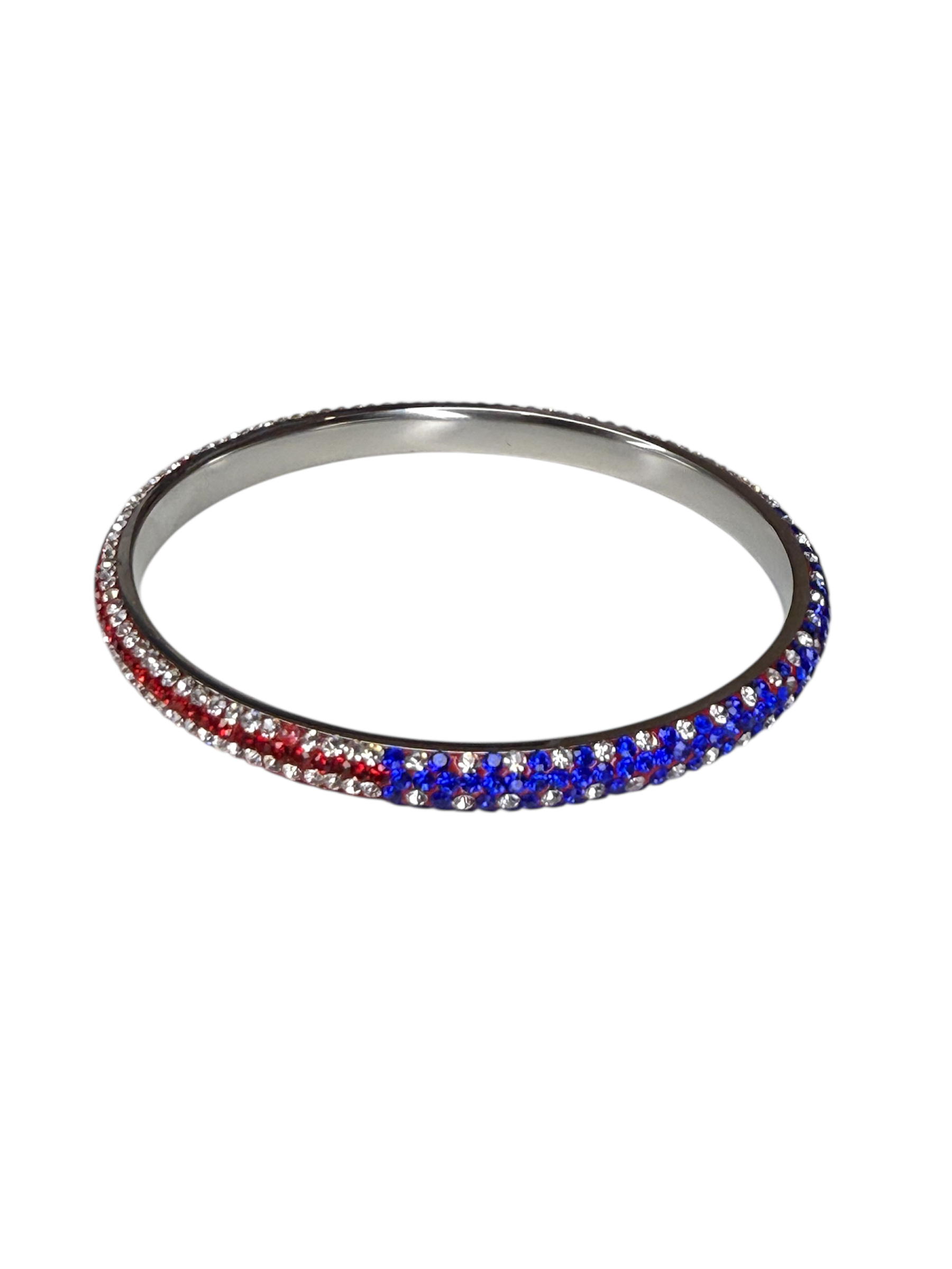 Red, White & Blue Rhinestone Bangle – Patriotic Sparkle Jewelry