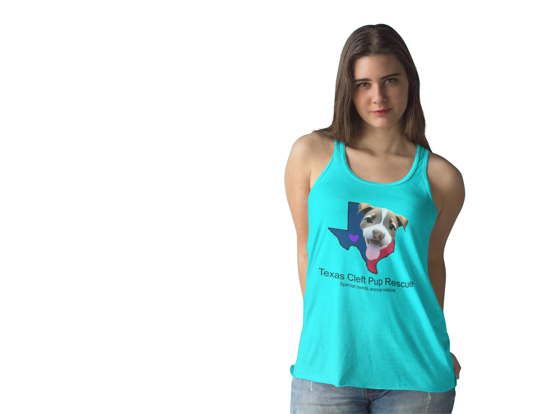 Texas Cleft Pup Flowy Racerback Tank (Available in several colors)