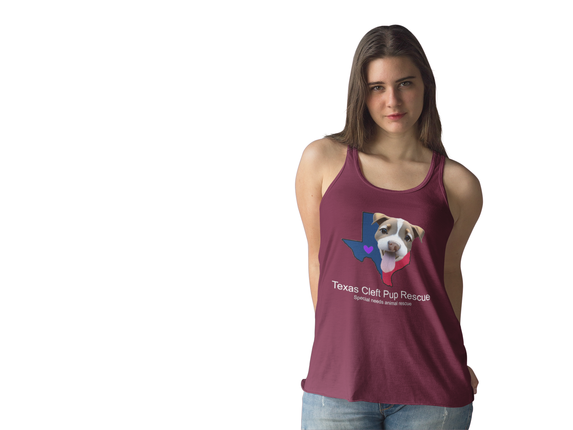 Texas Cleft Pup Flowy Racerback Tank (Available in several colors)