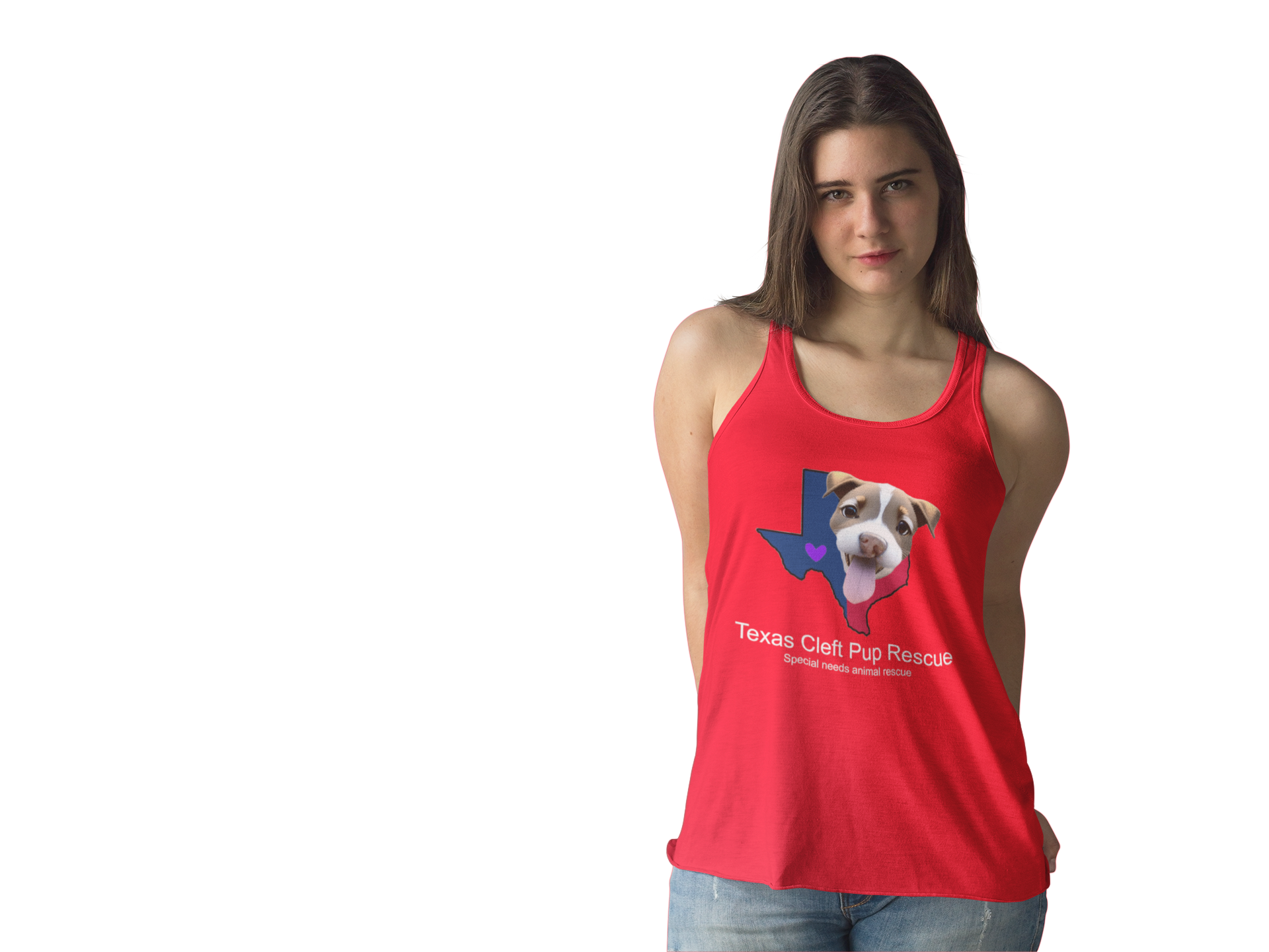 Texas Cleft Pup Flowy Racerback Tank (Available in several colors)