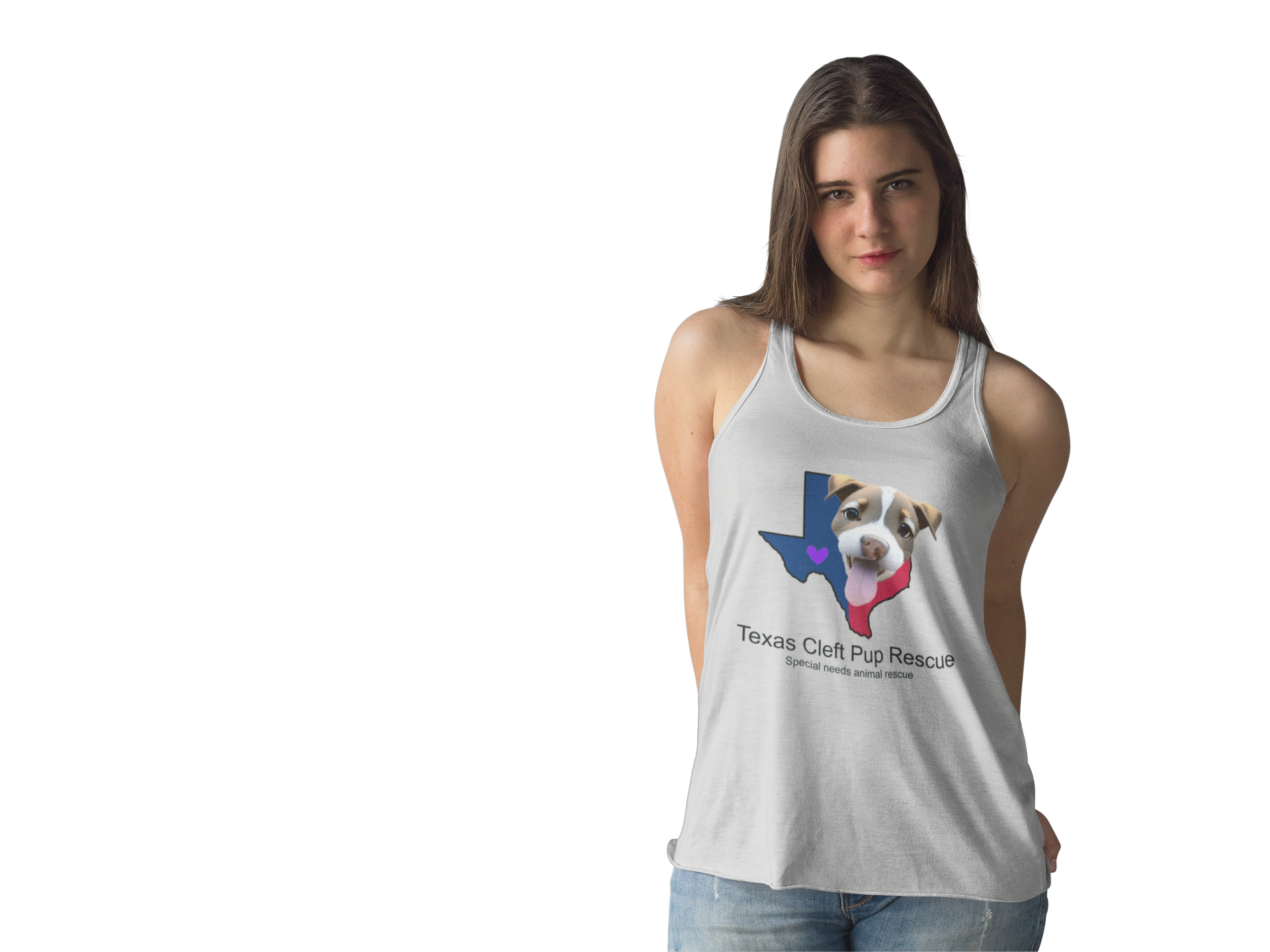 Texas Cleft Pup Flowy Racerback Tank (Available in several colors)