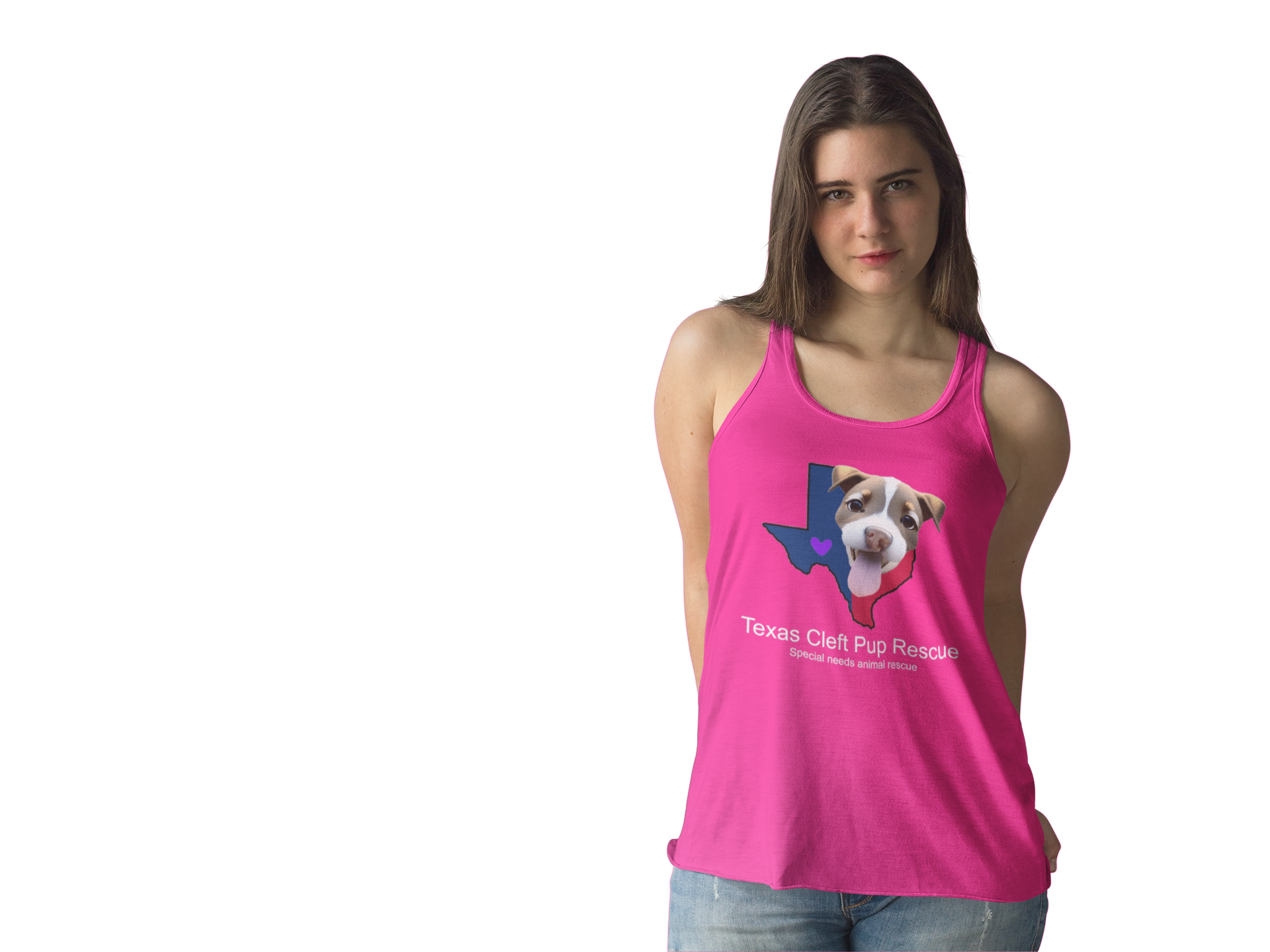 Texas Cleft Pup Flowy Racerback Tank (Available in several colors)