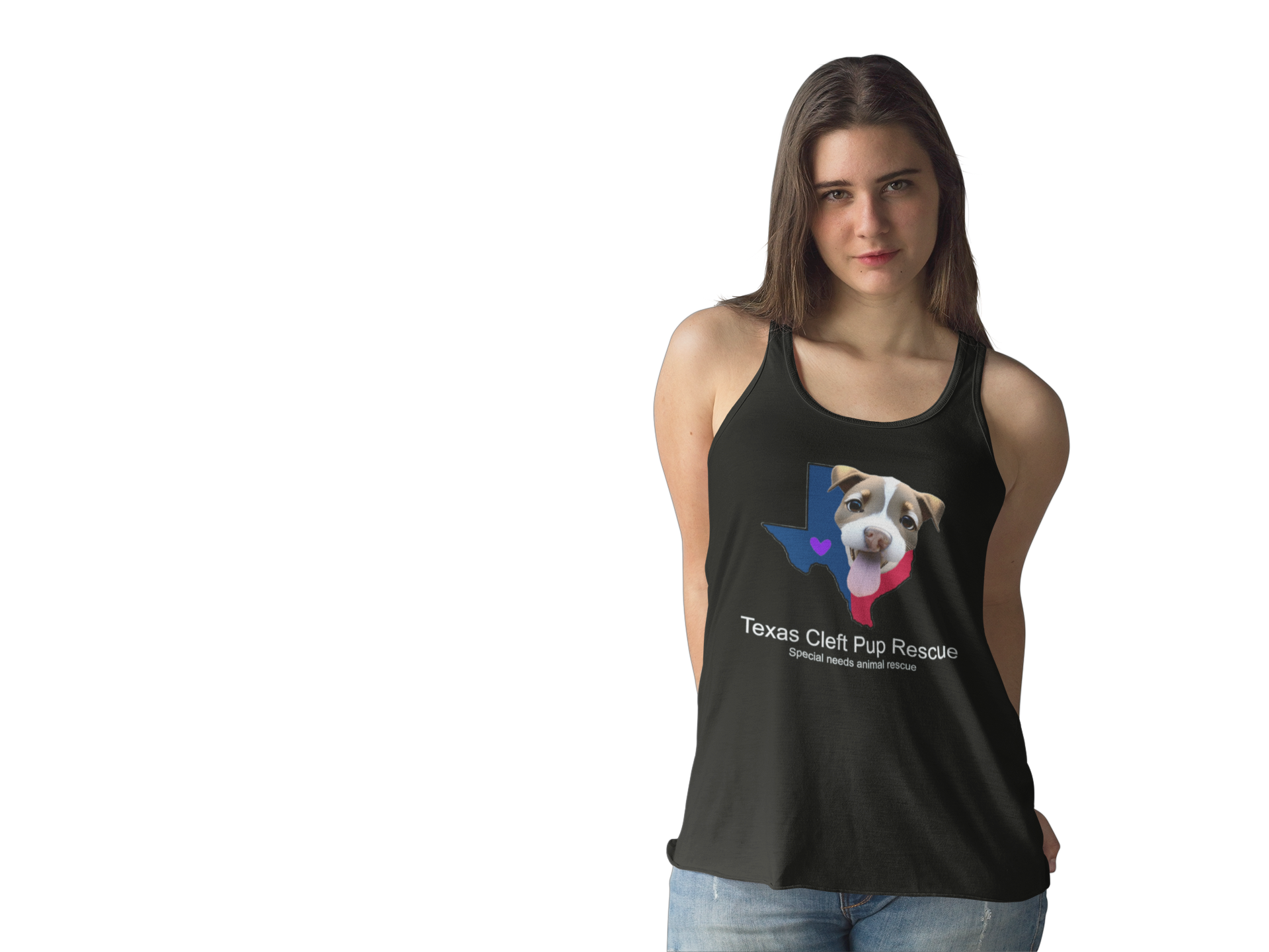 Texas Cleft Pup Flowy Racerback Tank (Available in several colors)