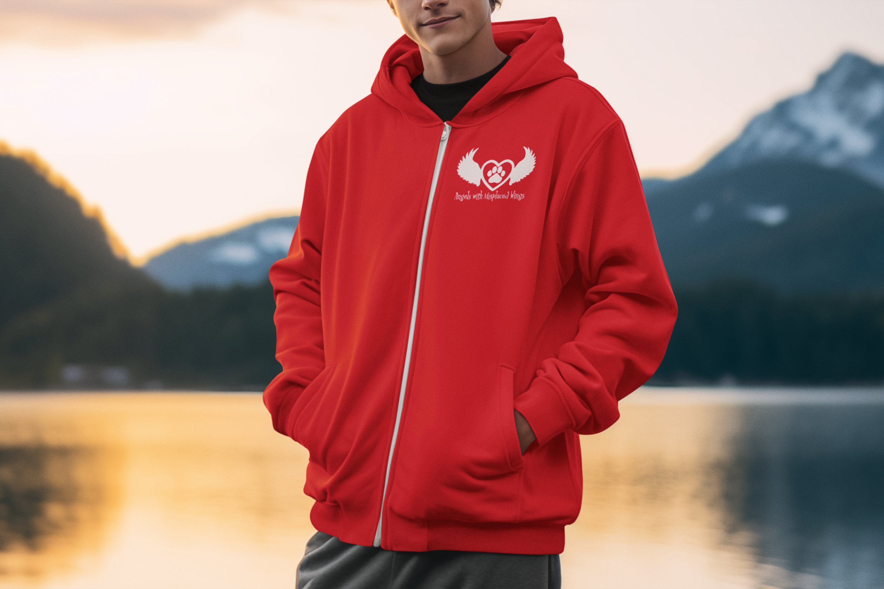 Wings Zip Up Fleece Hoodie (available in several colors)