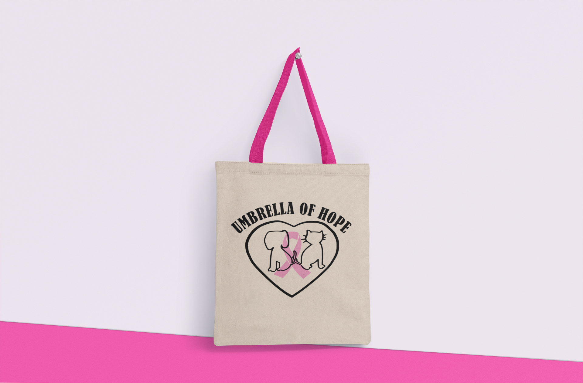 Umbrella of Hope Cancer Awareness Color Handle Tote