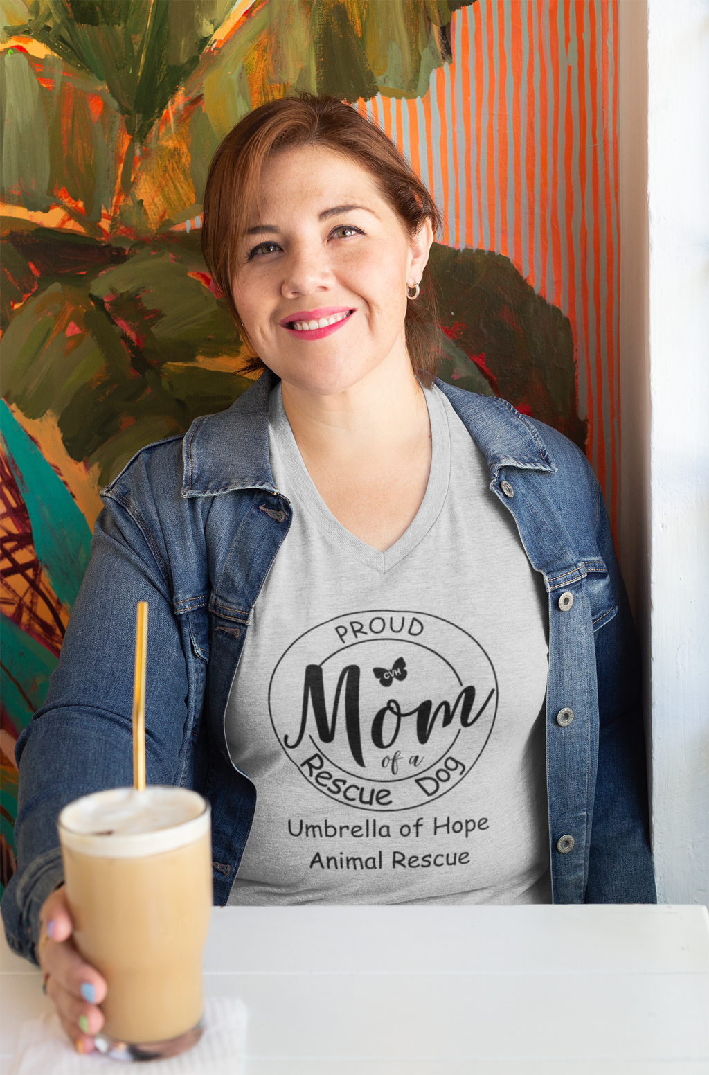 Dog Mom Triblend V-Neck Tee