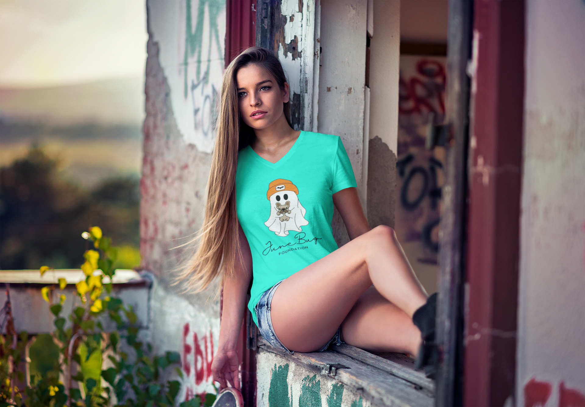 👻 June Bug Foundation “Spooky Cute” Women’s V-Neck Tee