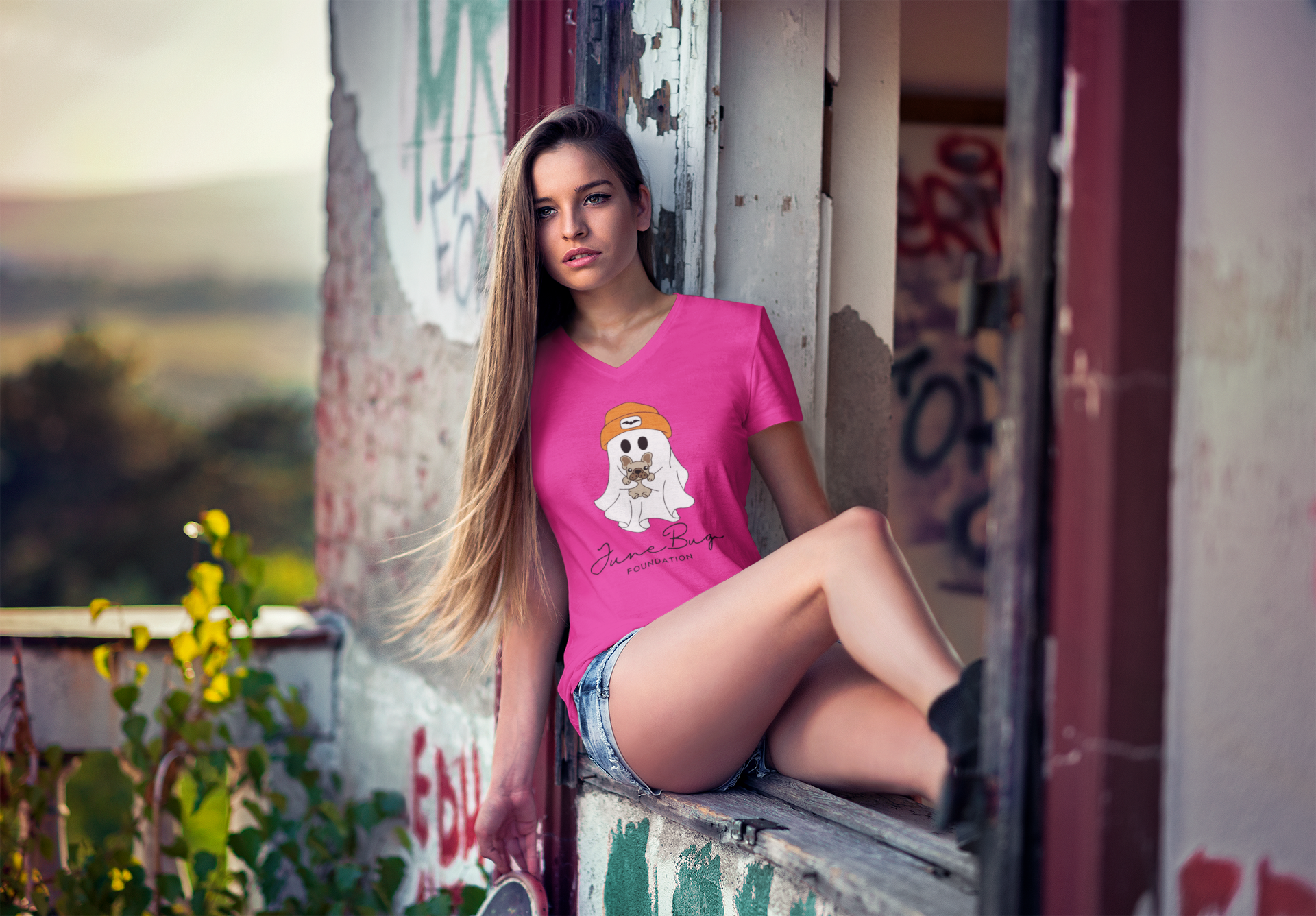👻 June Bug Foundation “Spooky Cute” Women’s V-Neck Tee