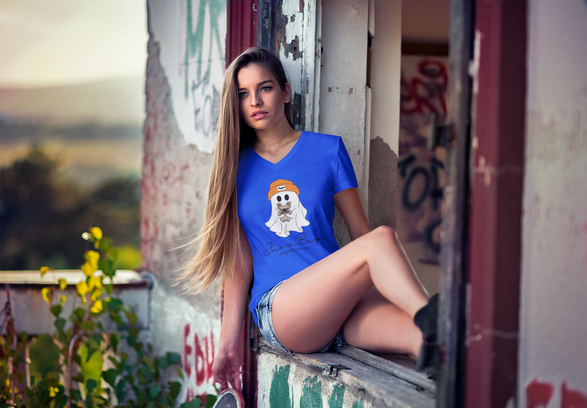 👻 June Bug Foundation “Spooky Cute” Women’s V-Neck Tee