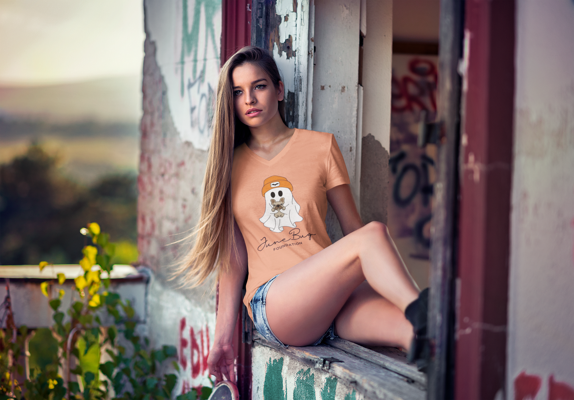 👻 June Bug Foundation “Spooky Cute” Women’s V-Neck Tee