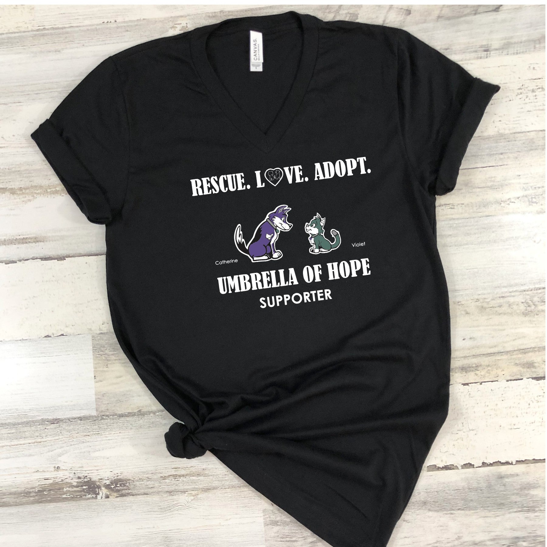 Umbrella of Hope Rescue-Relaxed Fit V-Neck - Ruff Life Rescue Wear