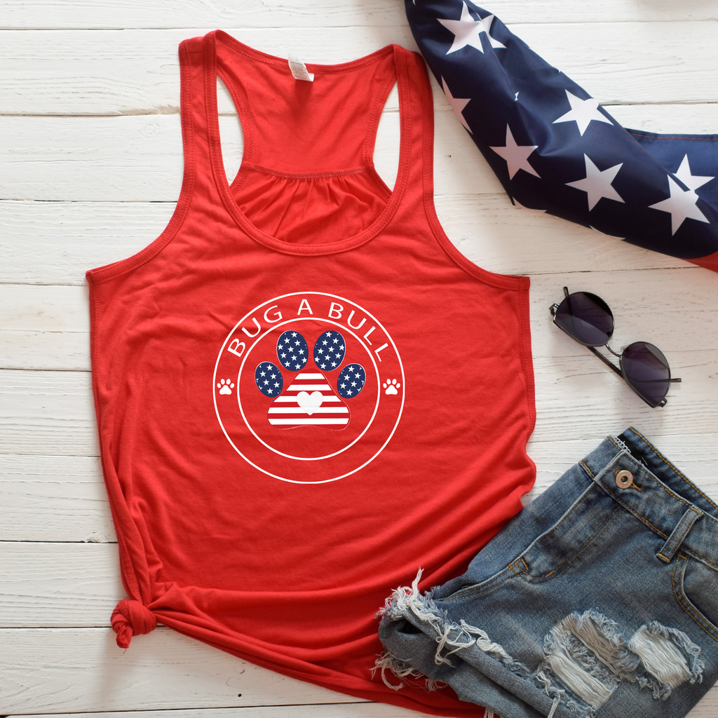 Bug A Bull Patriotic Flowy Racerback Tank