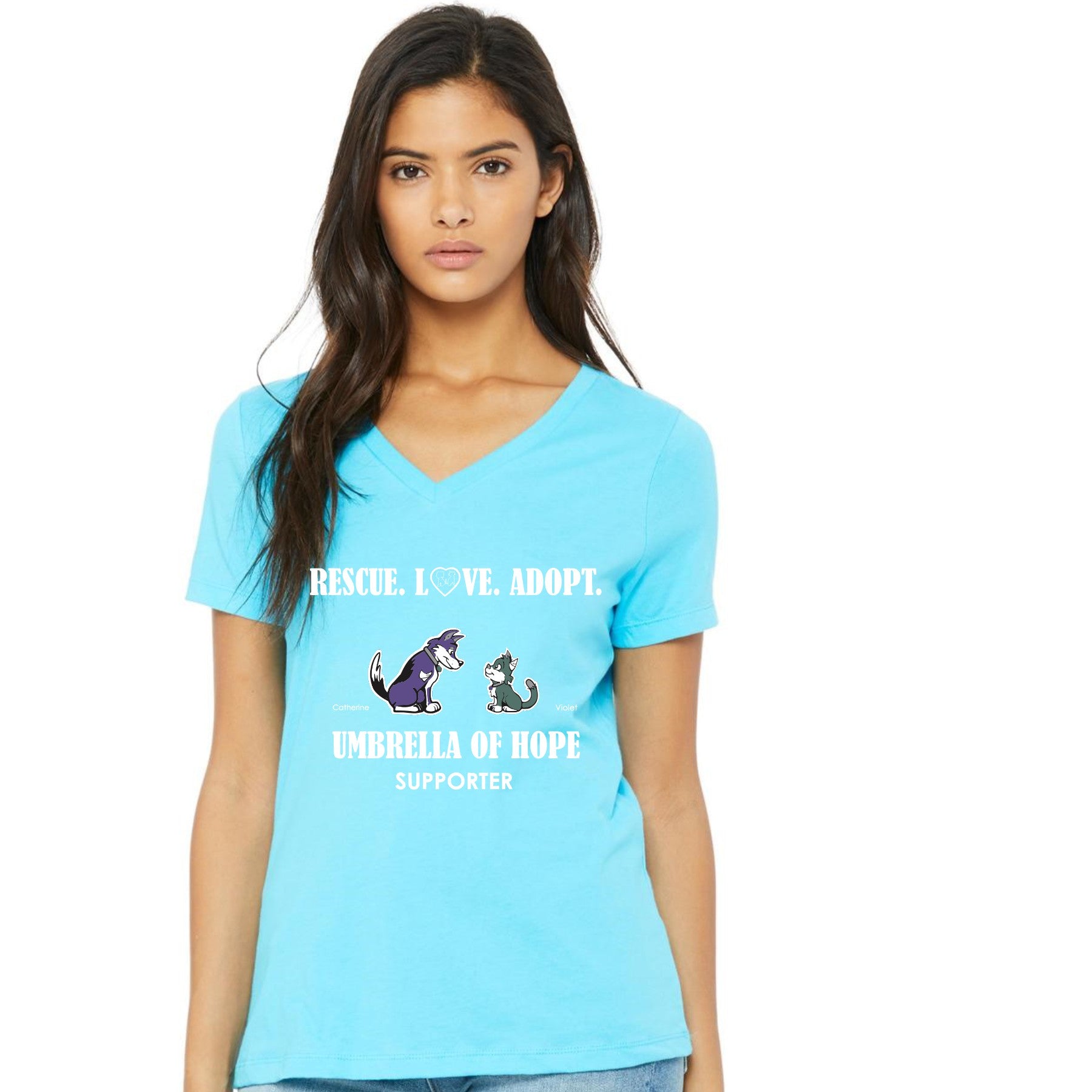 Umbrella of Hope Rescue-Relaxed Fit V-Neck - Ruff Life Rescue Wear