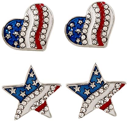 Austrian Crystal Red/White/Blue Stud Earrings - Ruff Life Rescue Wear