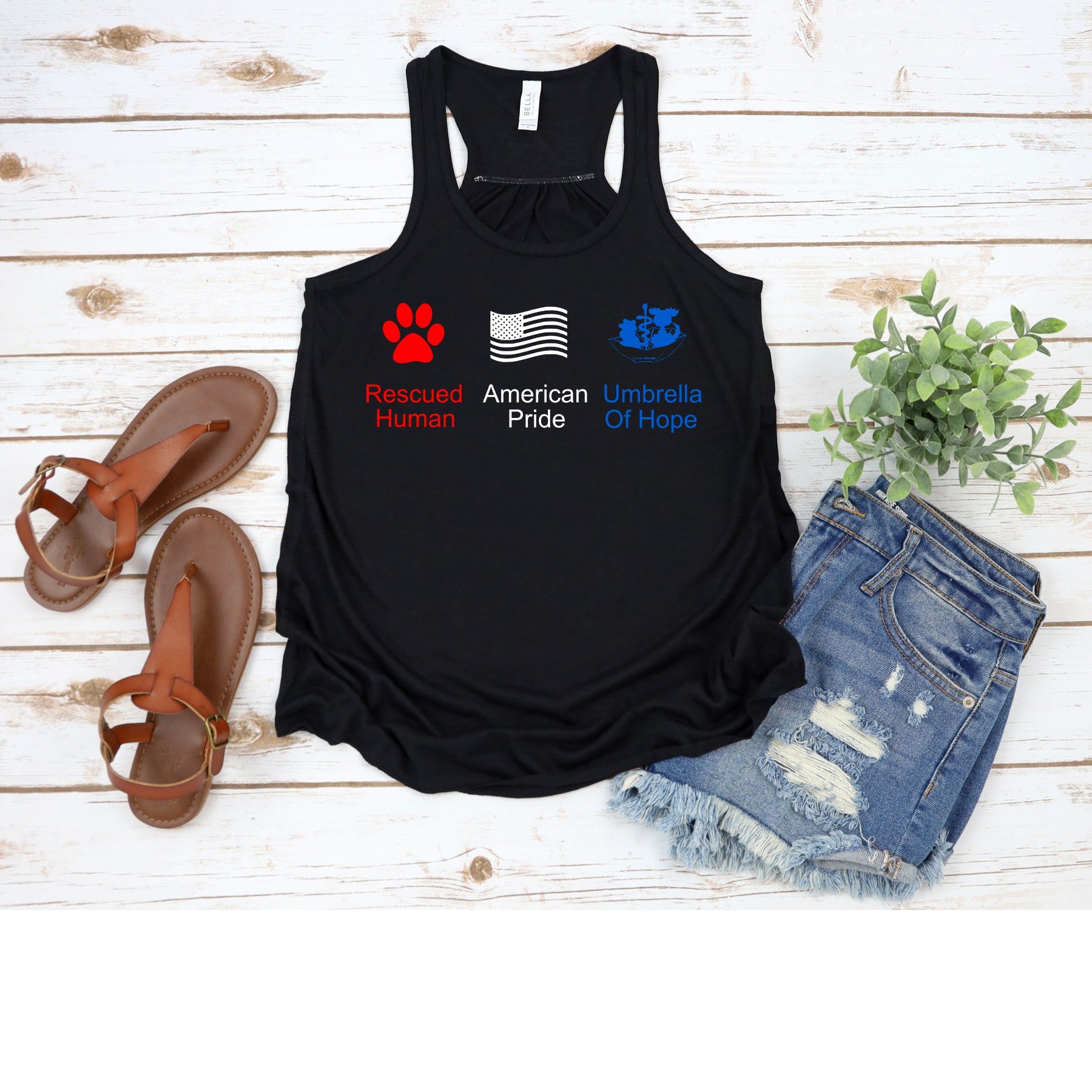 4th of July Umbrella of Hope Flowy Tank - Ruff Life Rescue Wear