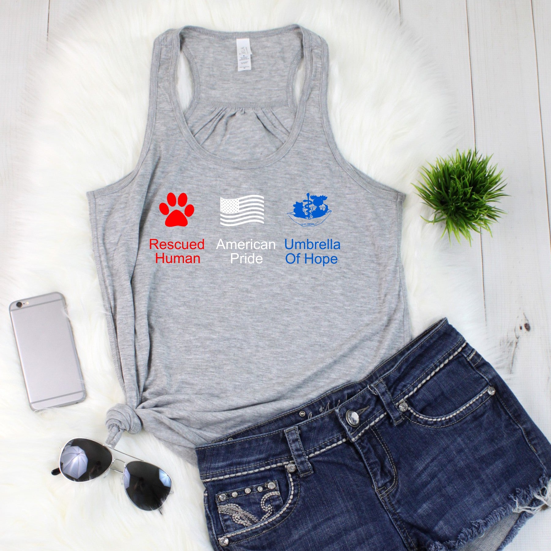 4th of July Umbrella of Hope Flowy Tank - Ruff Life Rescue Wear