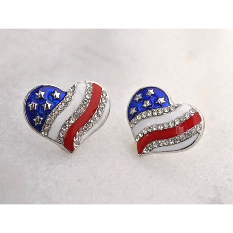 Austrian Crystal Red/White/Blue Stud Earrings - Ruff Life Rescue Wear