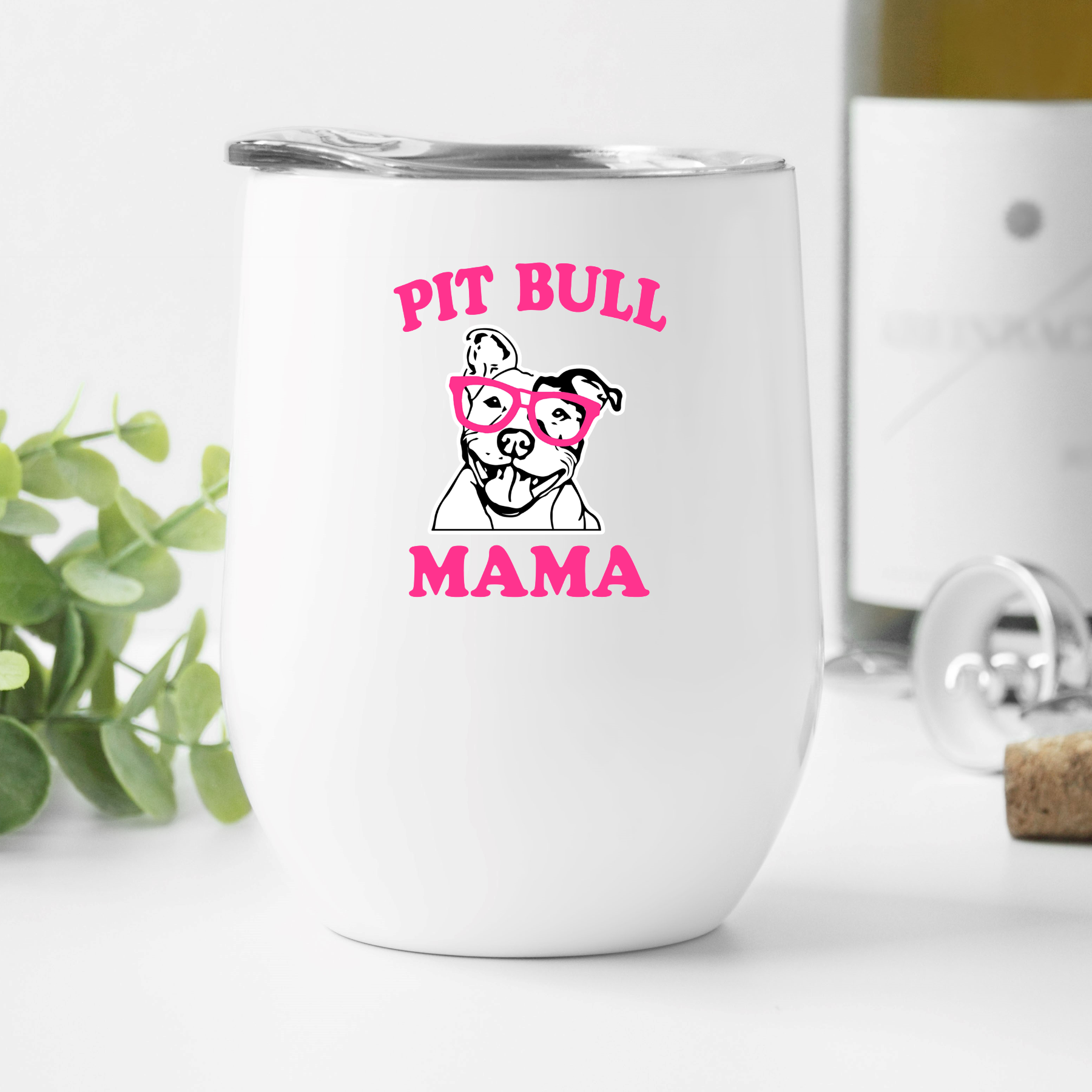Pit Bull Mama Wine Tumbler - Ruff Life Rescue Wear