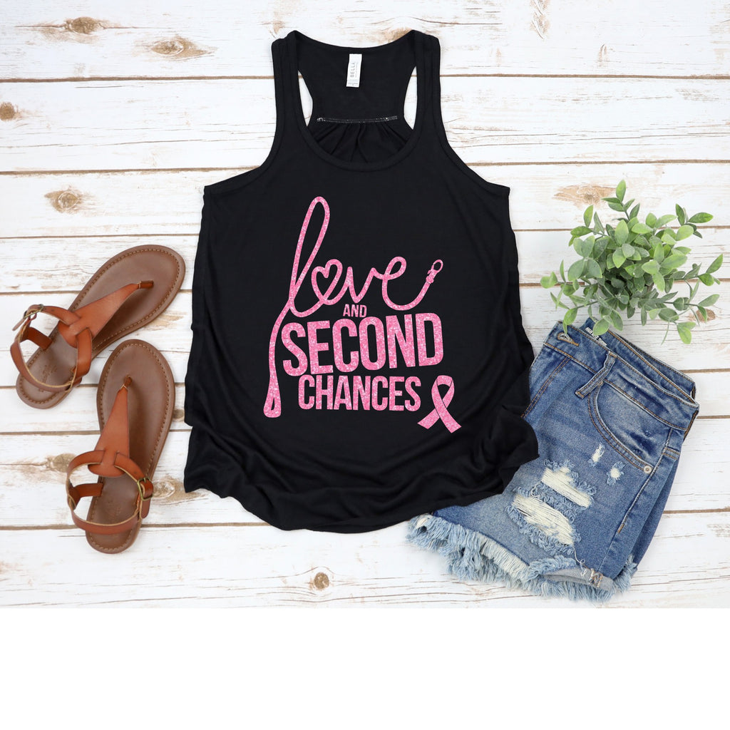 Love and Second Chances Women's Breast Cancer Awareness Racerback Tank - Ruff Life Rescue Wear