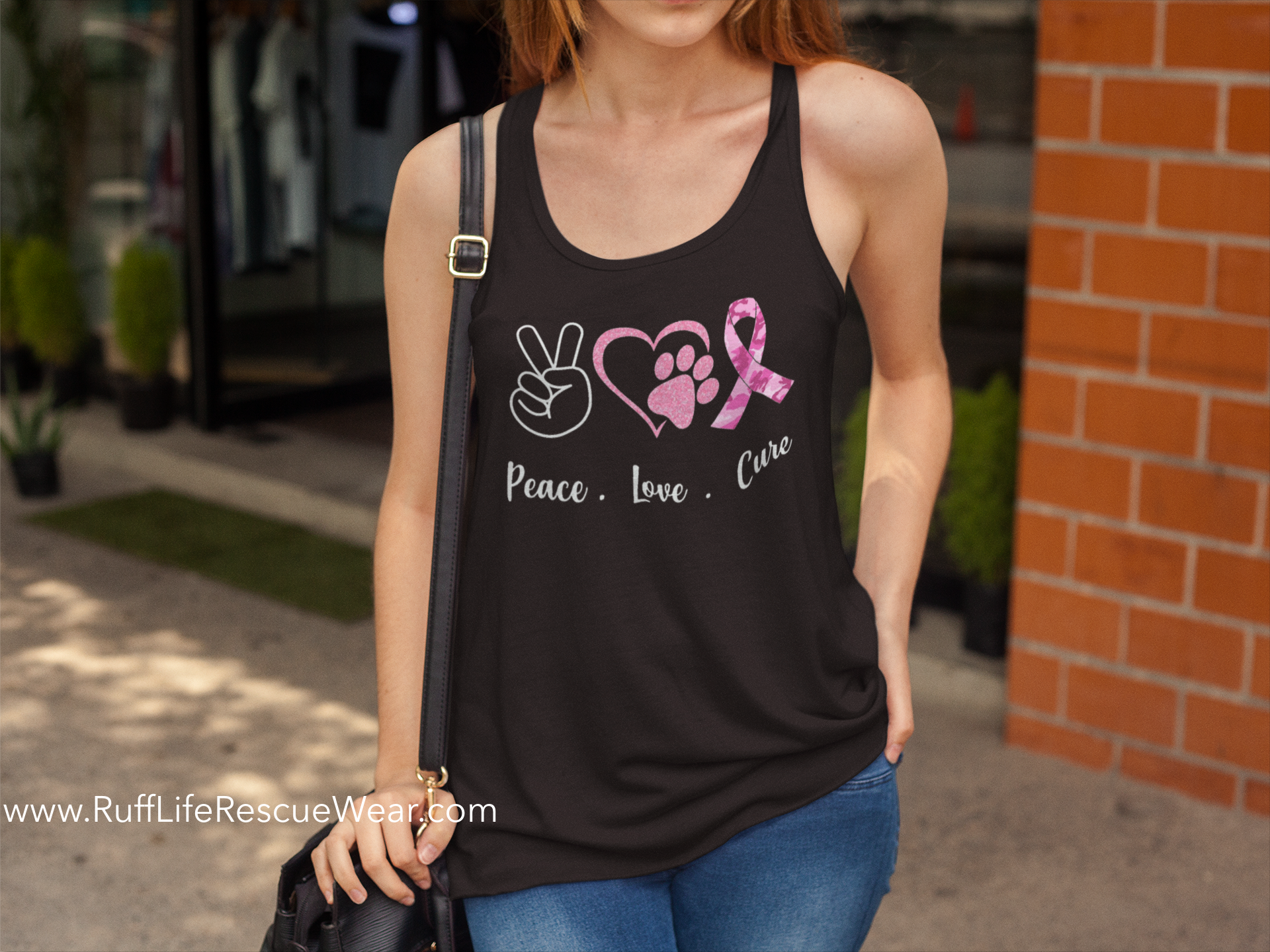 Peace Love Cure Flowy Racerback Tank - Ruff Life Rescue Wear