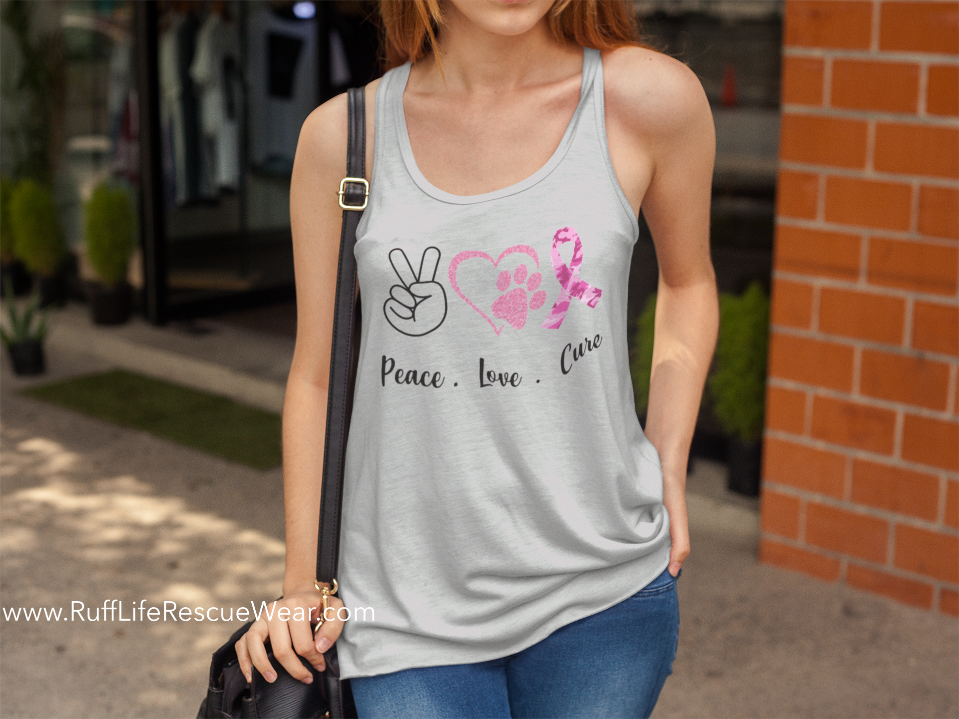 Peace Love Cure Flowy Racerback Tank - Ruff Life Rescue Wear