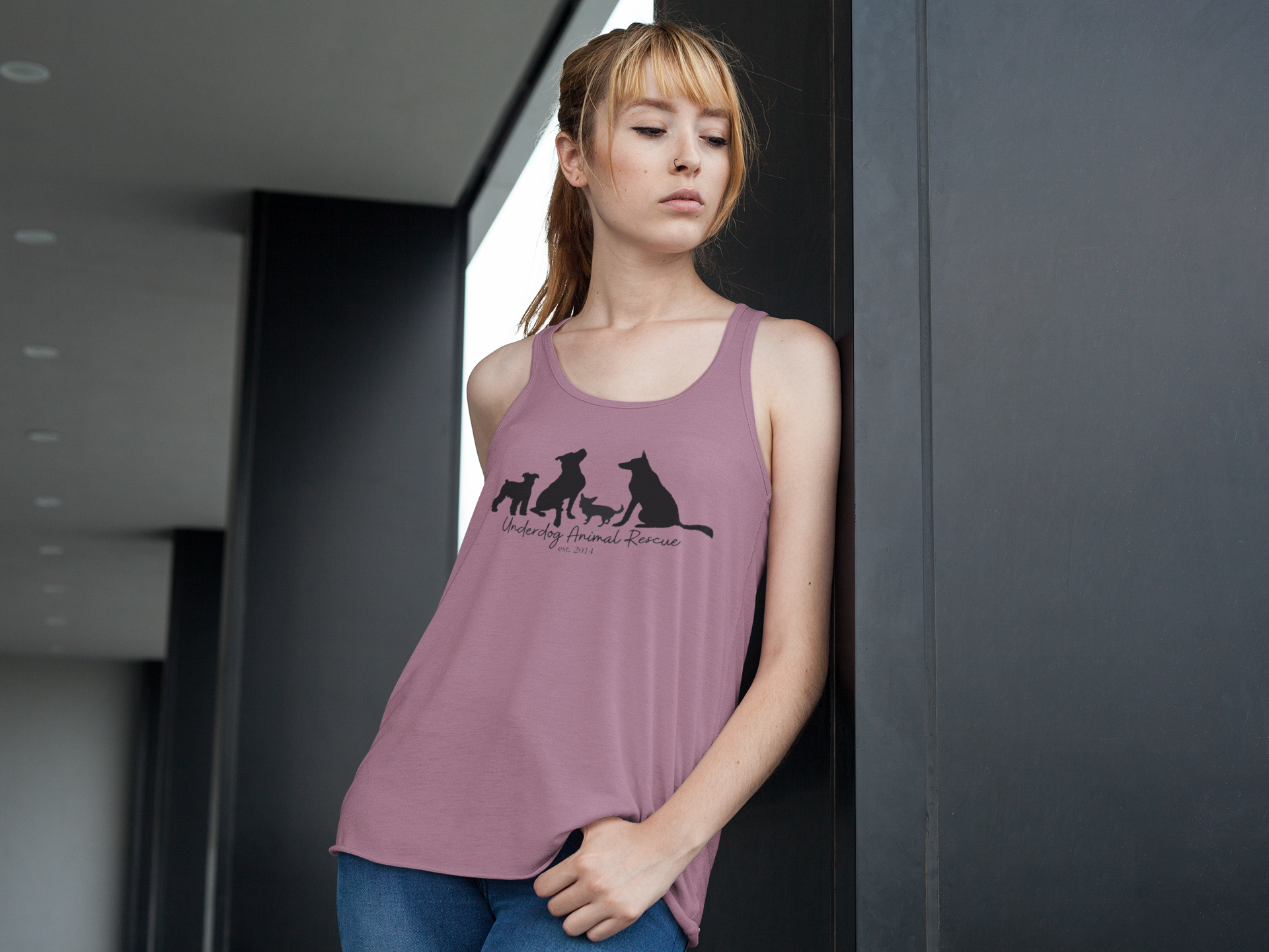 Dog Silhouette Flowy Racerback Tank - Ruff Life Rescue Wear