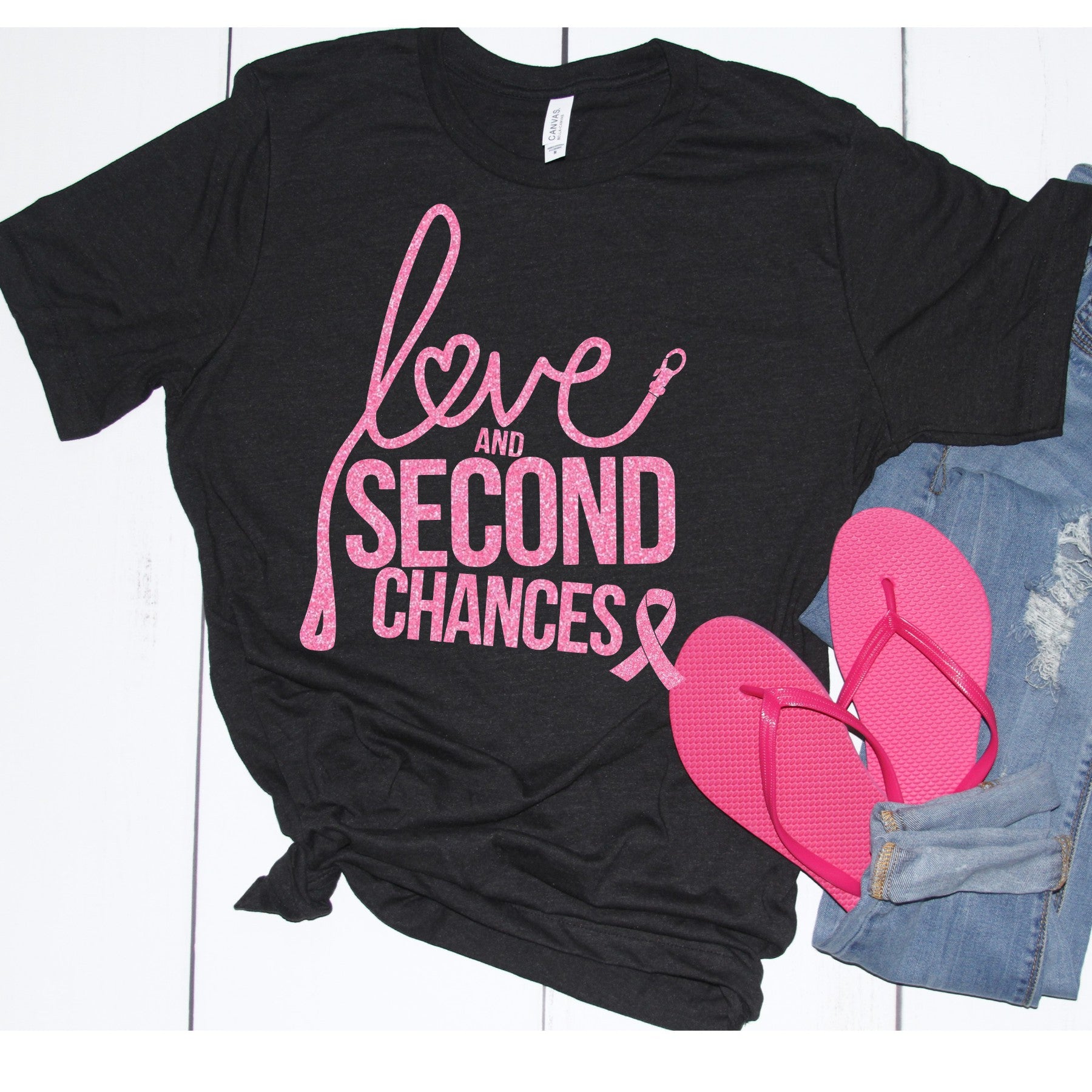 Love and Second Chances Breast Cancer Awareness Unisex Tee - Ruff Life Rescue Wear